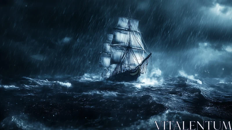 Old Ship in the Raging Sea