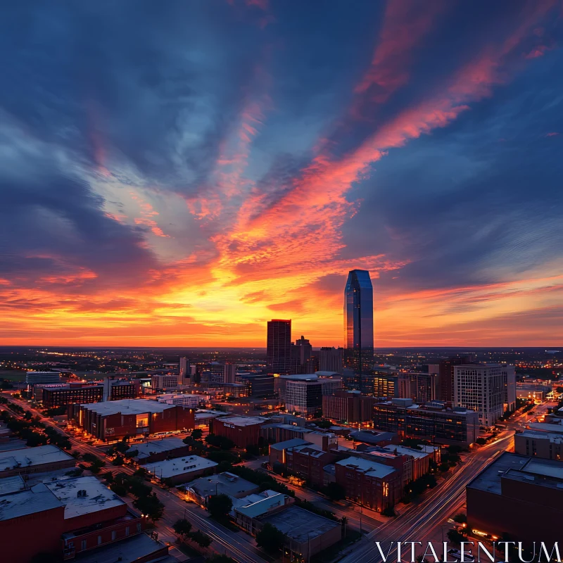 Urban Sunset: City Skyline at Twilight