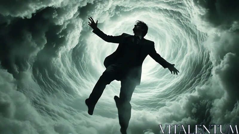 Falling Figure in Cloud Vortex