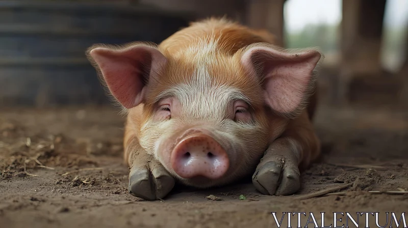 Cute Piglet on Farm
