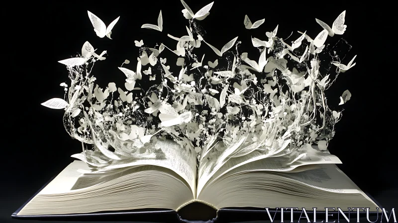 Paper Butterflies Emerging from Open Book