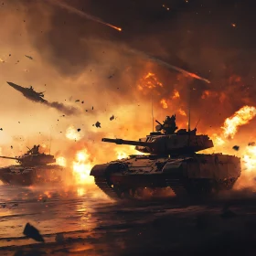 Armored Warfare Amidst Explosions