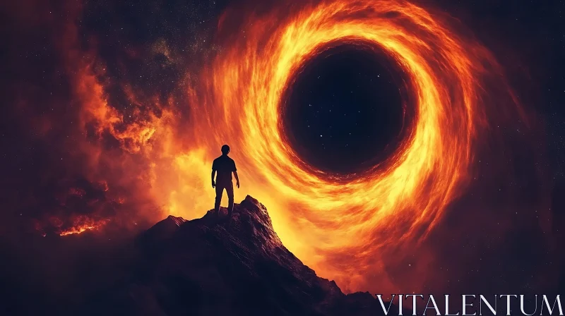 Cosmic Silhouette: Man and Black Hole