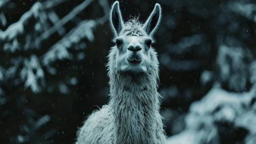 Winter Llama Portrait