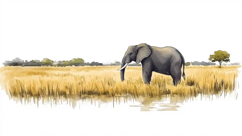 Watercolor Elephant Art in Savannah