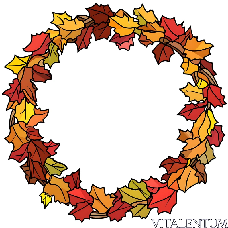 Colorful Fall Leaves Circle