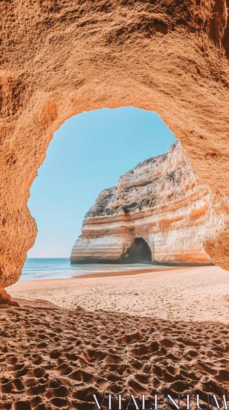 Natural Coastal Cave Opening to the Sea