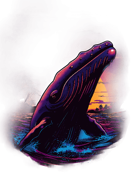 Whale and Sunset Ocean T-shirt Art