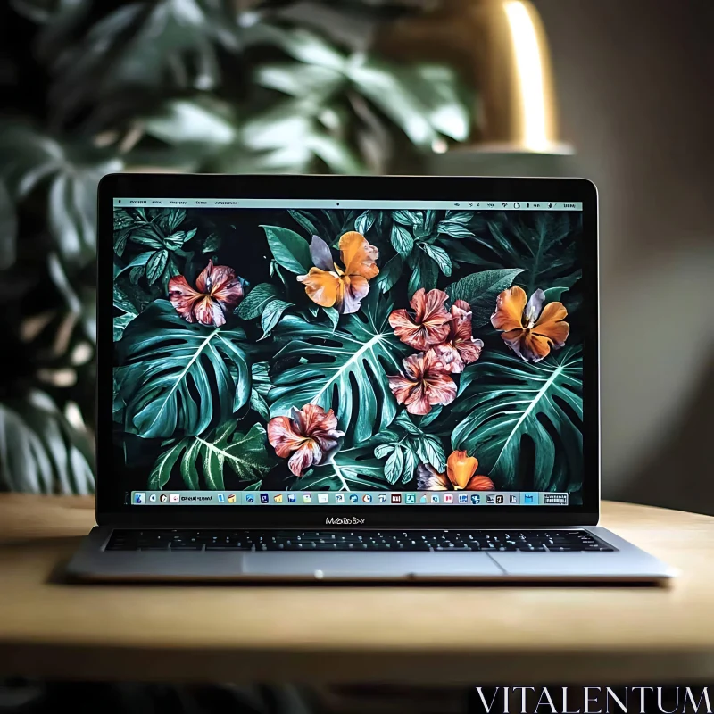Tropical Digital Art on Laptop