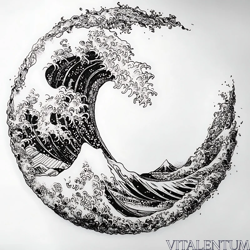 Great Wave Inspired Ink Artwork