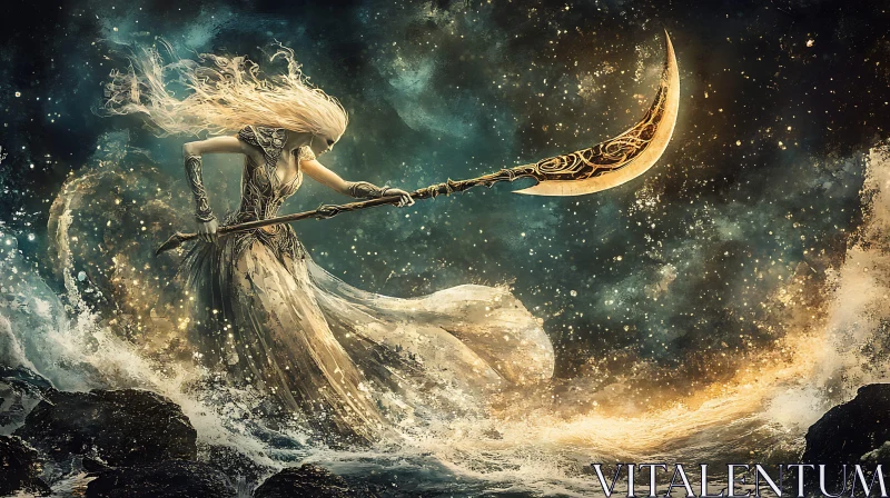 Moonlit Warrior of the Waves
