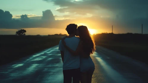 Sunset Kiss: A Couple's Intimate Moment