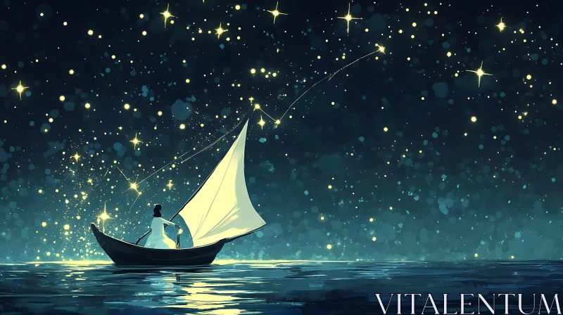 Starry Night Sailboat Journey