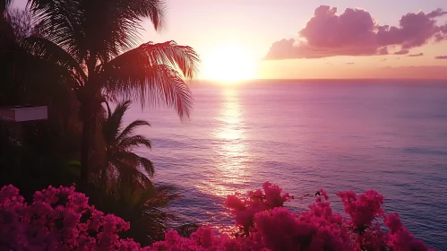 Tropical Sunset Over the Ocean