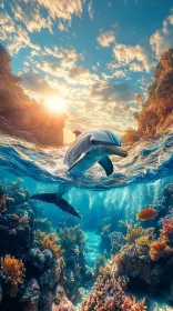Dolphin Amidst Colorful Coral Reef