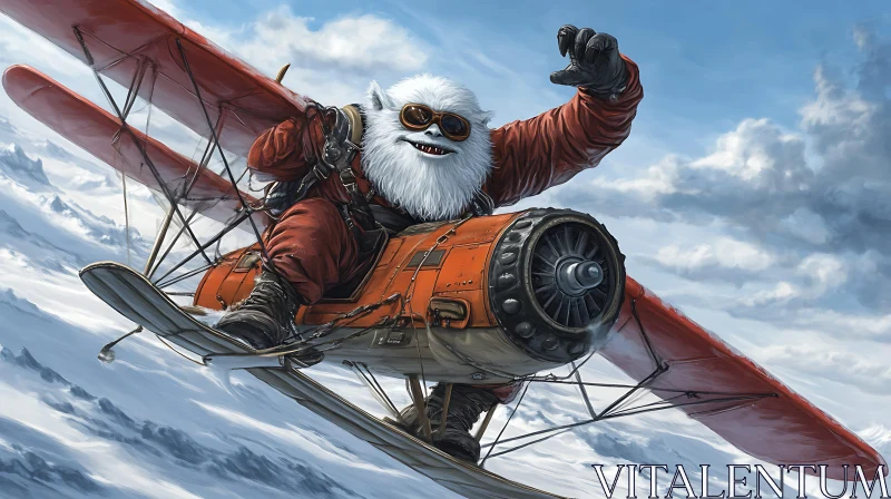 Whimsical Monster Airplane Flight
