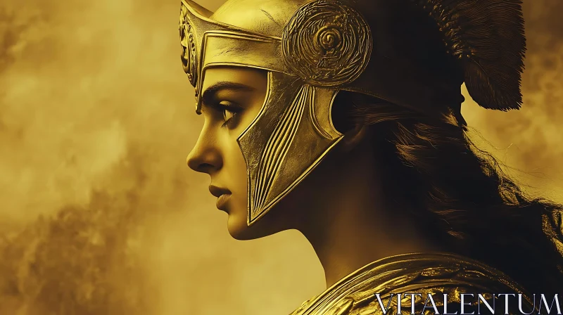 Profile of Woman in Golden Armor