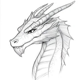 Detailed Dragon Head Drawing