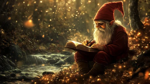 Forest Gnome's Illuminated Writings by Stream