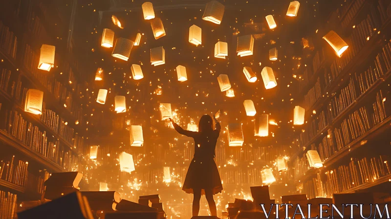Library of Dreams: Girl and Flying Books