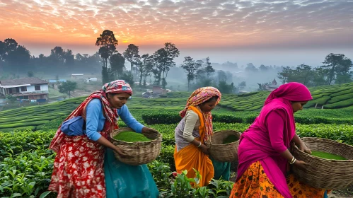 Women Harvesting Tea Leaves
