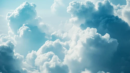 Fluffy Clouds in a Blue Sky