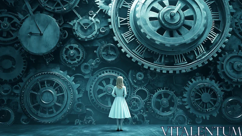 Clockwork Girl Surreal Scene
