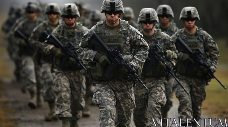 Camouflaged Troops on the Move