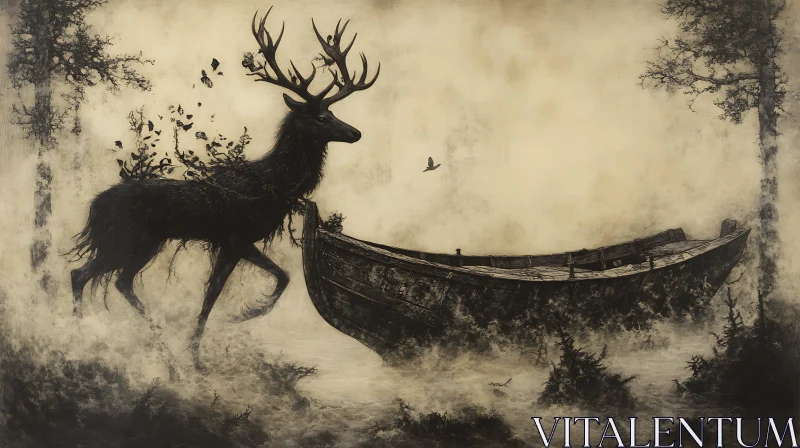 Ethereal Deer by the Boat