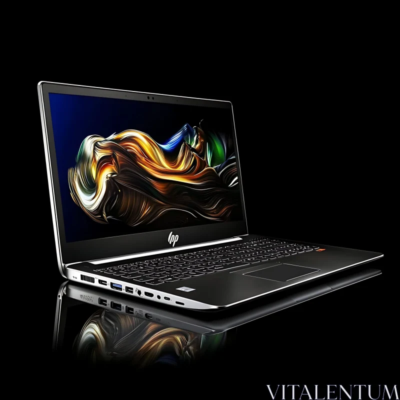 Elegant Laptop with Metallic Body and Artistic Screen