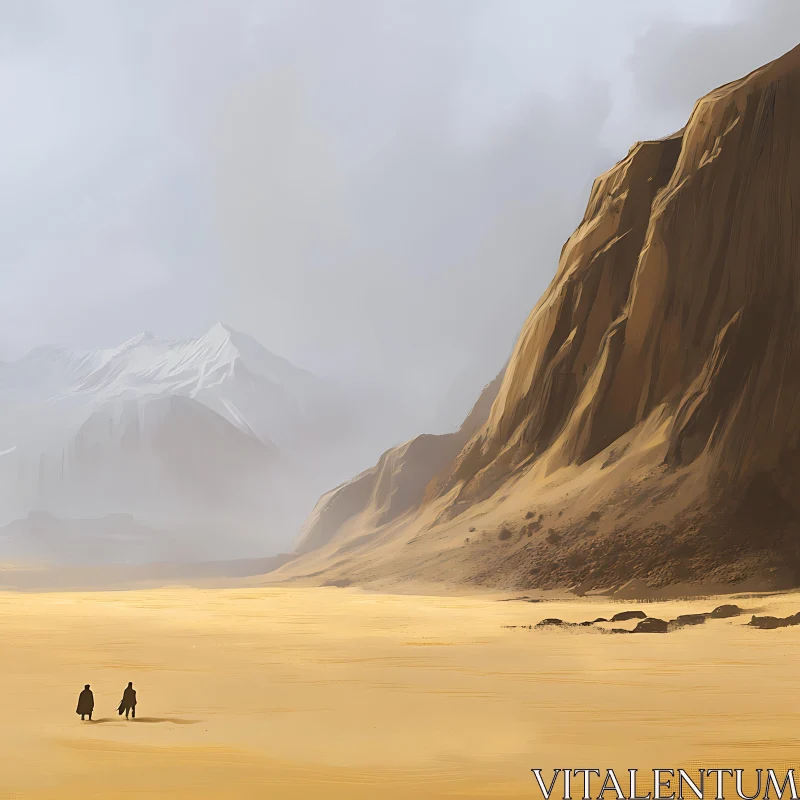 AI ART Arid Vista with Distant Peaks