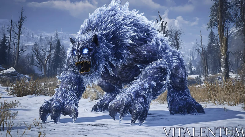 Crystalline Monster in Winter Landscape