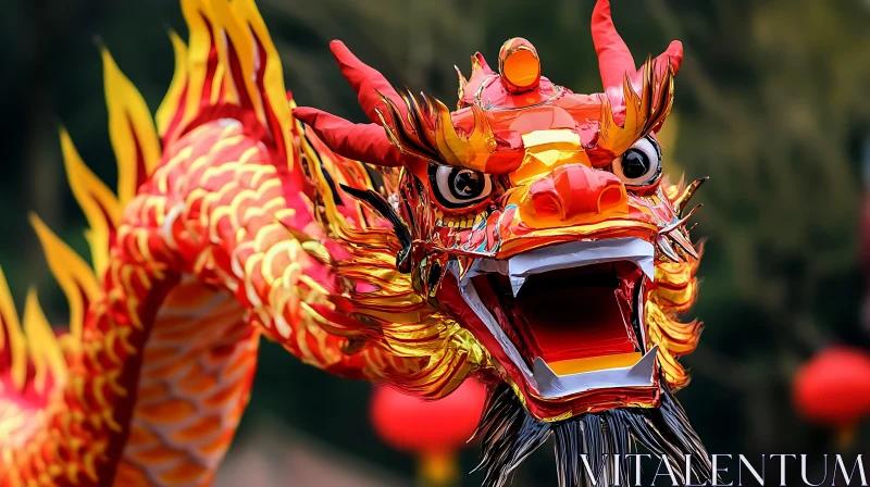Detailed Red and Gold Dragon Head