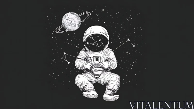 Space Explorer with Constellation Reflection