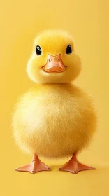 Cute Yellow Duckling Close-Up