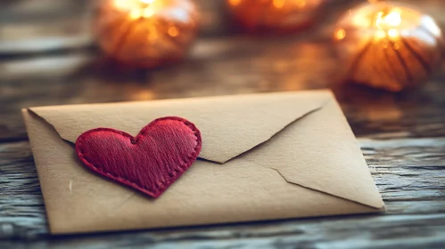 Romantic Love Letter with Red Heart