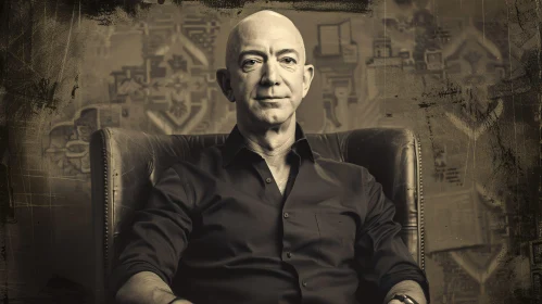 Jeff Bezos Seated in Leather Chair