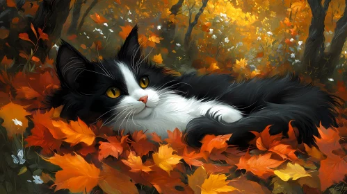Tranquil Autumn Cat Scene