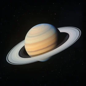 Ringed Planet Saturn in Starry Void