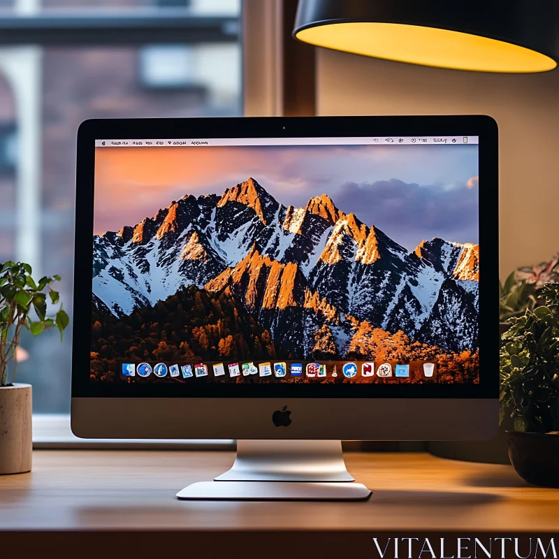 iMac Desktop with Scenic Mountain View