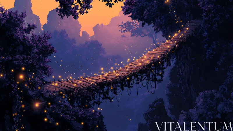 Magical Glowing Bridge in Dreamy Forest