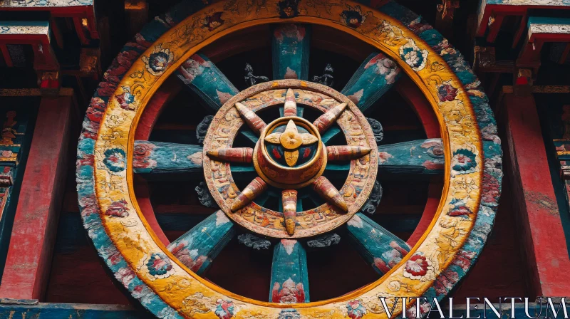 Colorful Buddhism Wheel Decoration Art