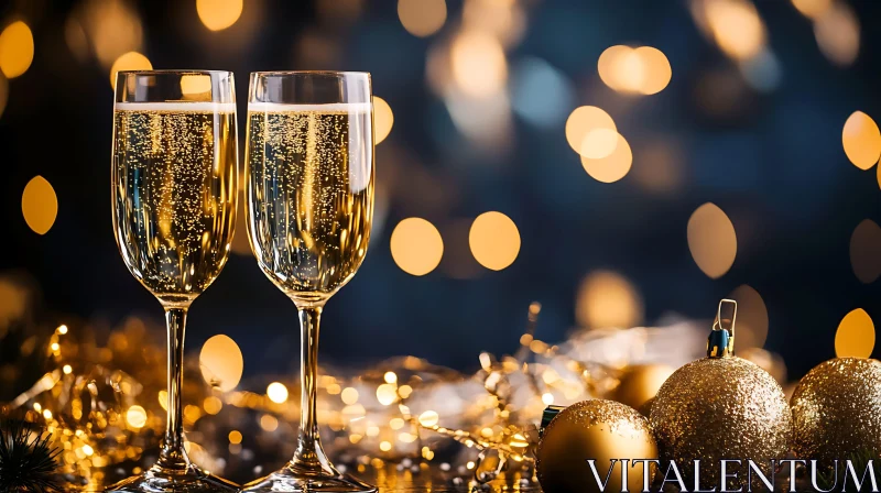 Golden Celebration with Champagne Flutes