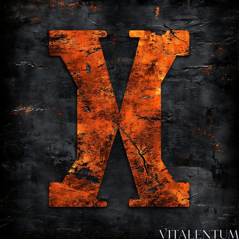 Distressed Orange X on Dark Background