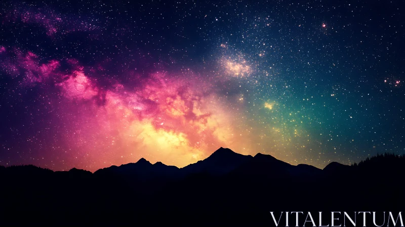 Starry Galaxy Above Mountain Range
