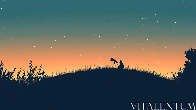 Night Watcher: A Silhouette Gazing at Stars
