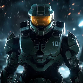 Armored Soldier in Sci-Fi Setting