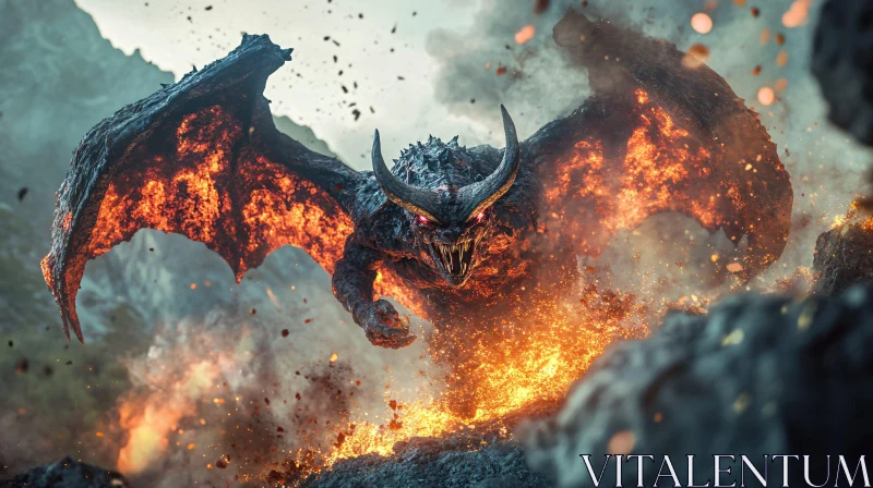Dragon of Fire and Shadow AI Image
