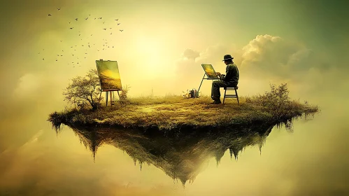 Surreal Landscape Painting Scene