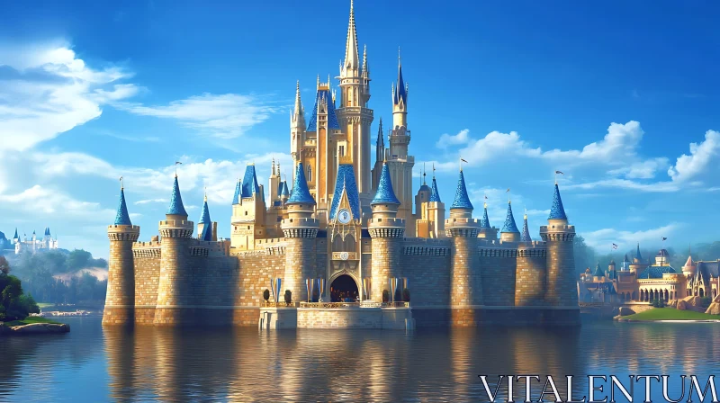 Majestic Castle in Lake Reflection